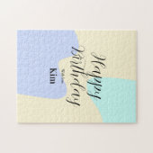 Puzzle Yellow purple green happy birthday abstract pastel (Horizontal)
