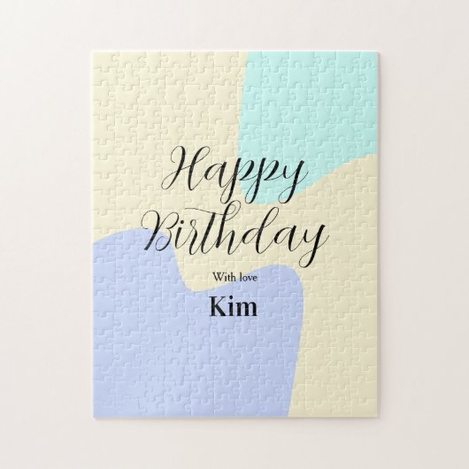 Puzzle Yellow purple green happy birthday abstract pastel (Vertical)
