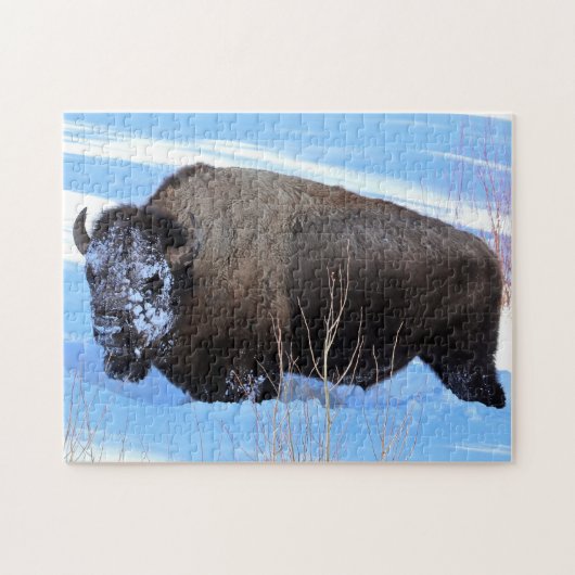 Puzzle Yellowstone Bison Standing in Deep Snow (Horizontal)