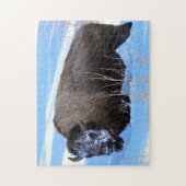 Puzzle Yellowstone Bison Standing in Deep Snow (Vertical)