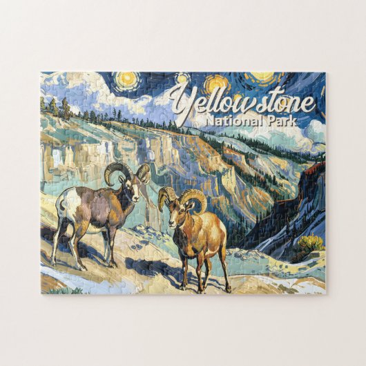Puzzle Yellowstone National Park Bighorn Sheep Van Gogh (Horizontal)