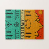 Puzzle Yellowstone National Park Retro Wyoming USA Bison (Horizontal)