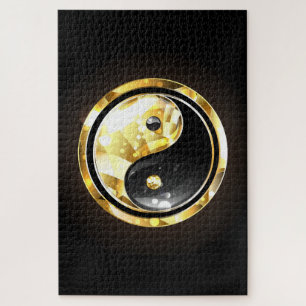 Puzzle Yin Yang or sur noir