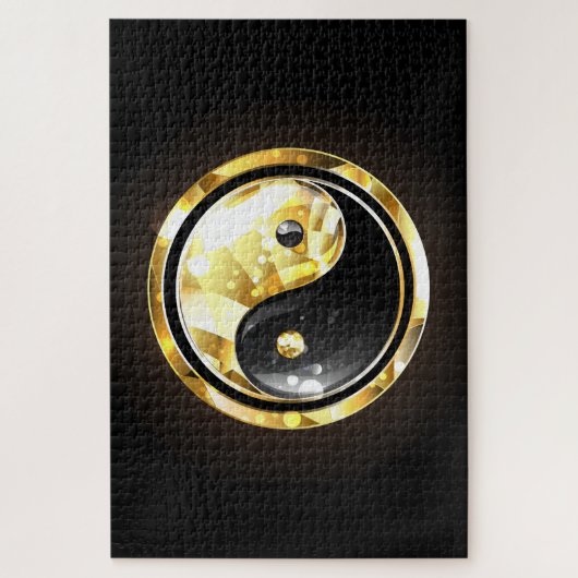 Puzzle Yin Yang or sur noir (Vertical)