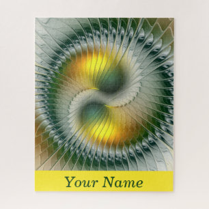 Puzzle Yin Yang Vert Jaune Abstrait Nom d'Art Coloré