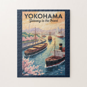 Puzzle Yokohama Japon Illustration Voyage Art Vintage