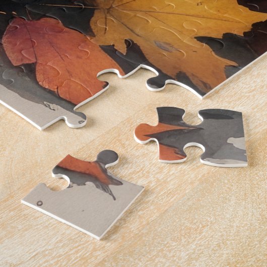 Puzzle Yorkipoo À L'Automne Laisse L'Art Thanksgiving (Côté)