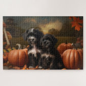 Puzzle Yorkipoo Chiot Automne Citrouille délice (Horizontal)