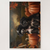 Puzzle Yorkipoo Chiot Automne Citrouille délice (Vertical)