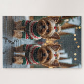 Puzzle Yorkipoo Dogs Christmas Snow Holiday (Horizontal)