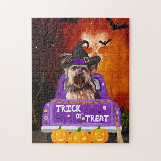 Puzzle yorkshire terrier Chien dans Halloween Camion (Vertical)