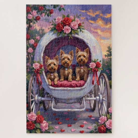 Puzzle Yorkshire Terrier Chien de la Saint-Valentin (Vertical)