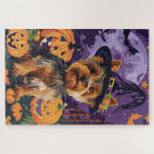 Puzzle Yorkshire Terrier Chien Halloween sorcière et Citr (Horizontal)