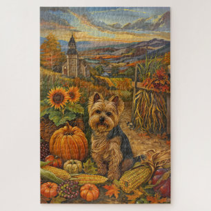 Puzzle Yorkshire Terrier Chien Moisson Automne Moisson Th