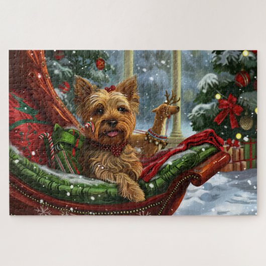 Puzzle Yorkshire Terrier Chien Noël Festif (Horizontal)