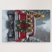 Puzzle Yorkshire Terrier Christmas Red Truck Holiday Gift (Horizontal)
