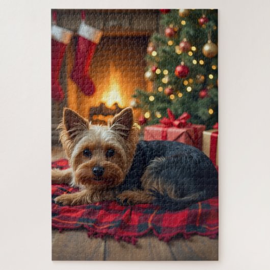 Puzzle Yorkshire Terrier Cozy Christmas Evening Painting (Vertical)
