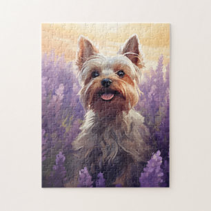 Puzzle Yorkshire Terrier dans le champ Lavender