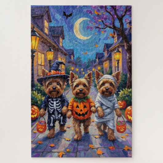 Puzzle Yorkshire Terrier Dogs in Halloween Costumes (Vertical)