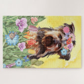 Puzzle Yorkshire Terrier Fleurs de chiens (Horizontal)