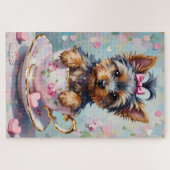Puzzle Yorkshire Terrier in a Teacup Valentine's (Horizontal)