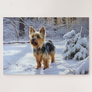 Puzzle Yorkshire Terrier Laissez Tomber la Neige Noël