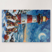 Puzzle Yorkshire Terrier Noël Phare Vacances (Horizontal)