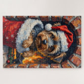 Puzzle Yorkshire Terrier Peeking from Christmas Stocking (Horizontal)