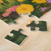 Puzzle Yorkshire Terrier Pup dans le champ de fleurs (Côté)