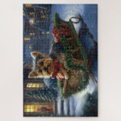 Puzzle Yorkshire Terrier Saison de Noël festive (Vertical)