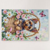 Puzzle Yorkshire Terrier Spring Flowers Cute Dog (Horizontal)