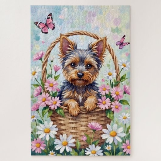 Puzzle Yorkshire Terrier Spring Flowers Cute Dog (Vertical)