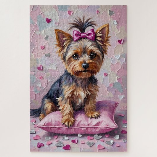 Puzzle Yorkshire Terrier Valentine's Day Glittering Heart (Vertical)