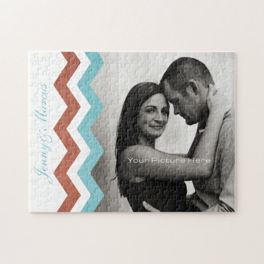 Puzzle Zag bleu et vert Motif (Horizontal)