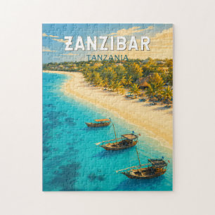 Puzzle Zanzibar Tanzanie Illustration Art de Voyage Vinta