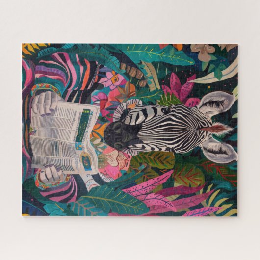 Puzzle Zebra Lecture d'un livre Maximalist Animal Art (Horizontal)