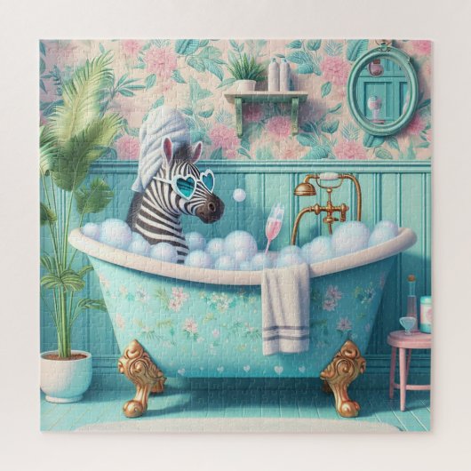 Puzzle Zebra prend un bain à bulles (Vertical)
