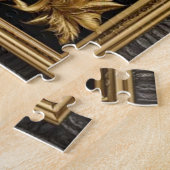 Puzzle Zèbre or et cadre ornemental noir (Côté)