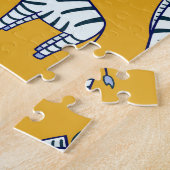 Puzzle Zèbres de dessin : motif arrière - plan jaune. (Côté)