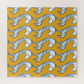 Puzzle Zèbres de dessin : motif arrière - plan jaune. (Horizontal)