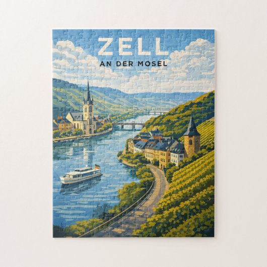 Puzzle Zell Germany Vintage Travel Art (Vertical)