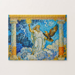 Puzzle Zeus avec aigle et éclair dans la porte du temple 