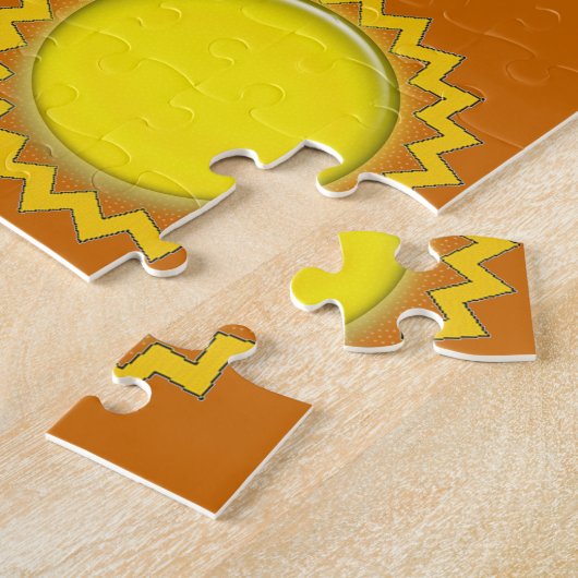 Puzzle - zig cercles de zag avec globes jaunes (Côté)