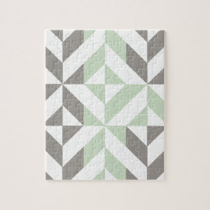 Puzzle ZigZag géométrique Sage Green et Silver