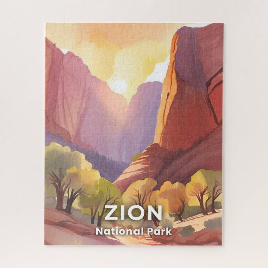 Puzzle Zion National Park | Travel Watercolor (Vertical)