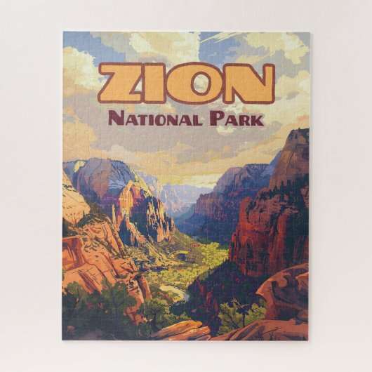 Puzzle Zion National Park Utah Moab Canyon Retro (Vertical)