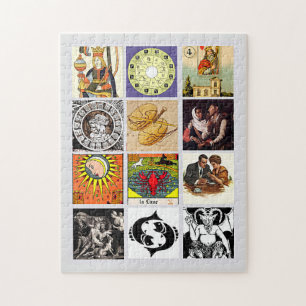 Puzzle Zodiac Fortune Teller Tarot Card Art Collage 