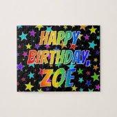 Puzzle "ZOE" First Name, Fun "HAPPY BIRTHDAY" (Horizontal)
