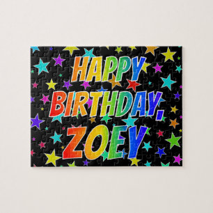 Puzzle "ZOEY" Prénom, Amusant "HEUREUX ANNIVERSAIRE"