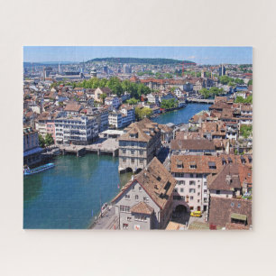 Puzzle Zurich. Panorama de la tour de Grossmunster